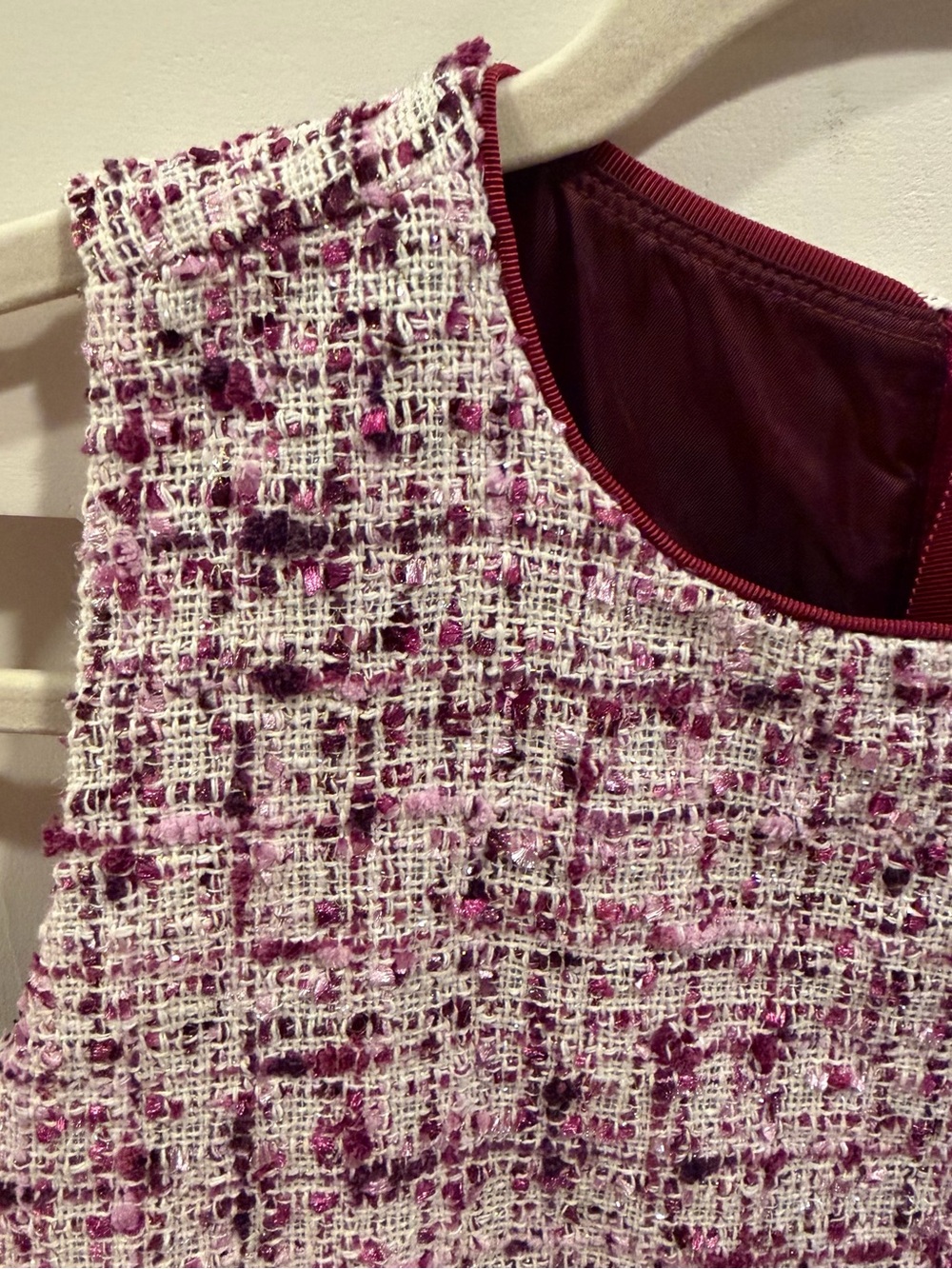 Crewcuts by J.Crew Girls’ Girly Tweed Shift Dress Pink Burgundy Size 10 - Picture 7 of 11